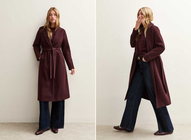 شكل جديد بورغوندي معطف Longline Longline