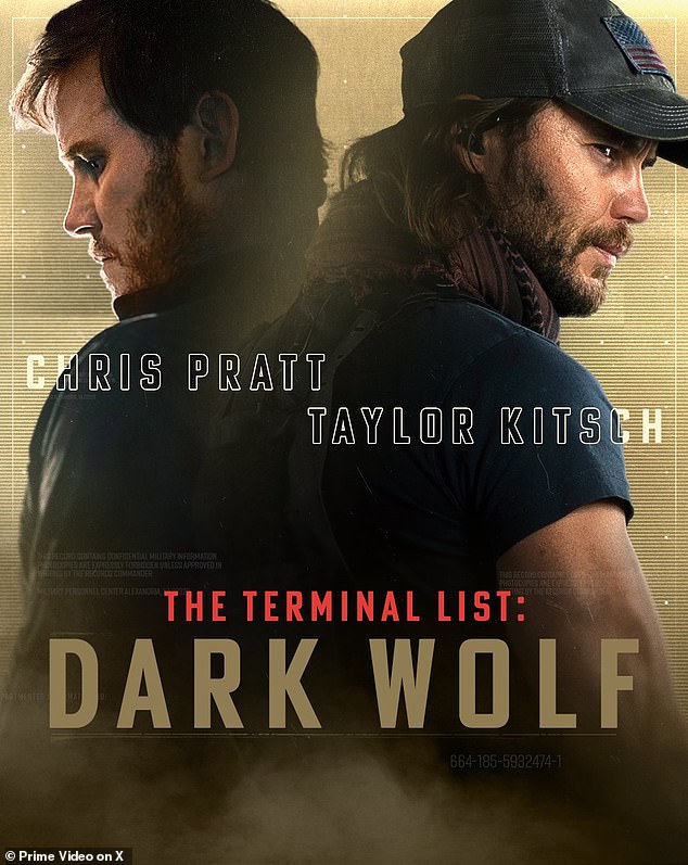 قامت Kitsch و Chris Prat بإعادة تهيئة أدوارهما منذ عام 2022 The Terminal List for Prequel Dark Wolf ، والتي ستظهر في 24 أغسطس على Prime