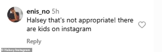 و instagram user enis_no pcolded: 'Halsey هذا غير مناسب! هناك أطفال على Instagram