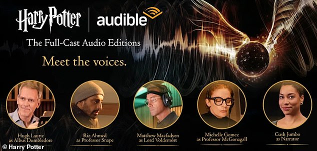 The Comple Past of Harry Potter: The Full-Cast Audio Editions تشمل هيو لوري في دور Albus Dumbledore و Matthew MacFadyen في دور اللورد فولدمورت وريز أحمد في دور البروفيسور سناب ، وكوش جامبو كراوي