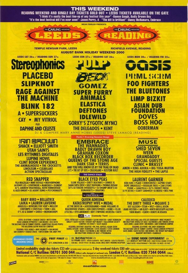 القراءة و Leeds Festival Festival Legendary Canns الذي نسيته - الواحة ، الورود الحجرية ، السكينة Nirvana