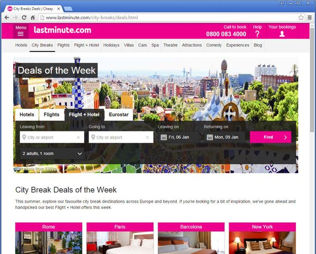 ScreenGrab غير مؤرخة من موقع LastMinute.com.