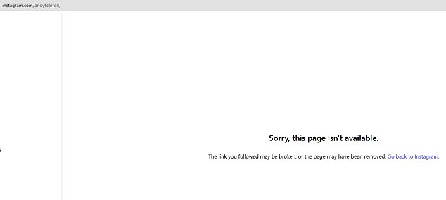 يبدو أن ملف تعريف Instagram الخاص بـ Andy 