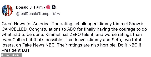 ابتهج ترامب على الحقيقة الاجتماعية يوم الأربعاء: 