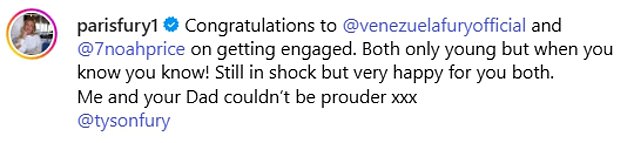 شاركت أمي باريس في فنزويلا الأخبار السعيدة ، وكتبت: 