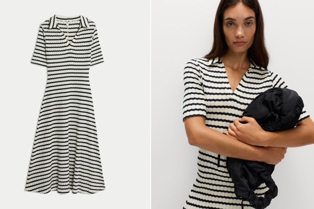 جيرسي مخطط V-neck midi فستان محيط