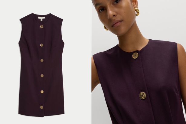 زر التفاصيل Mini Shift Dress