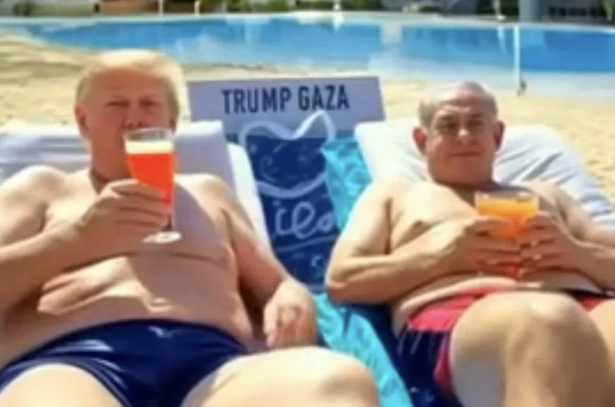 Besties ، دونالد ترامب وبنيامين نتنياهو في فيديو تم إنشاؤه من الذكاء الاصطناعي عن "ترامب غزة."