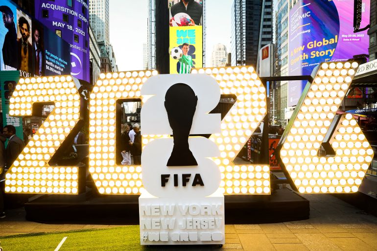 تم الكشف عن شعار FIFA World 2026 في New York/New Jersey خلال حدث Kickoff في Times Square في مدينة نيويورك
