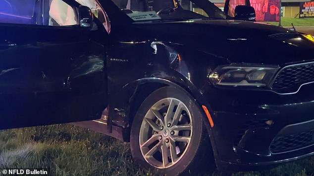 كان الجزء الأمامي من السيارة هارتنيت يقود سيارته أضرارًا كبيرة