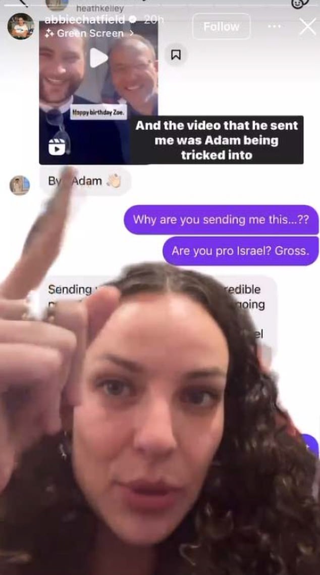 انتقلت النجمة السابقة لبرنامج The Bachelor من شبكة Network Ten إلى قصصها على Instagram، حيث أعادت إنتاج بعض ما تبادلته مع السيد كيلي، وقامت بتسميته ووضع علامة على حسابه (أعلاه)