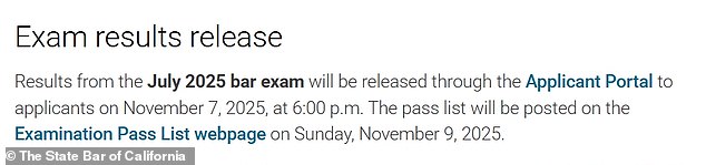 أجرى هذا الشخص الاجتماعي في كالاباساس - الذي لم يلتحق بكلية أو كلية الحقوق - اختبارًا صارمًا لمدة يومين في يوليو ولكن لن يتم الإعلان عن قائمة النجاح حتى 7 نوفمبر الساعة 6 مساءً
