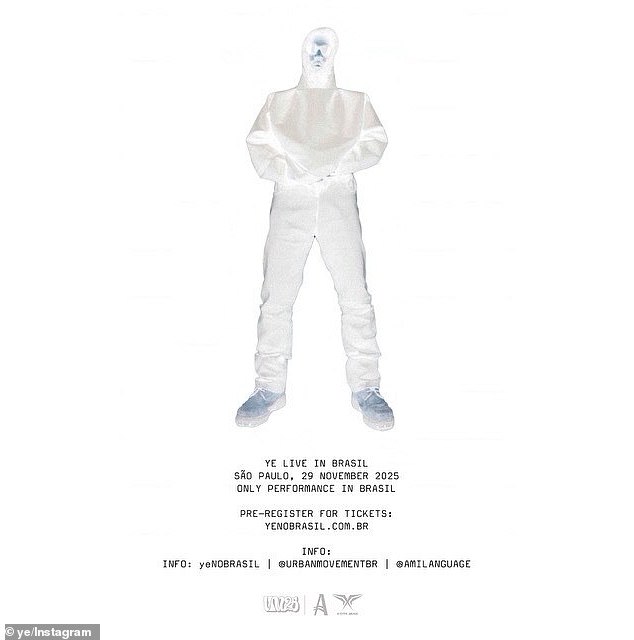 ومن المقرر أن يقوم ويست بأداء مباشر في 29 نوفمبر في ساو باولو بالبرازيل