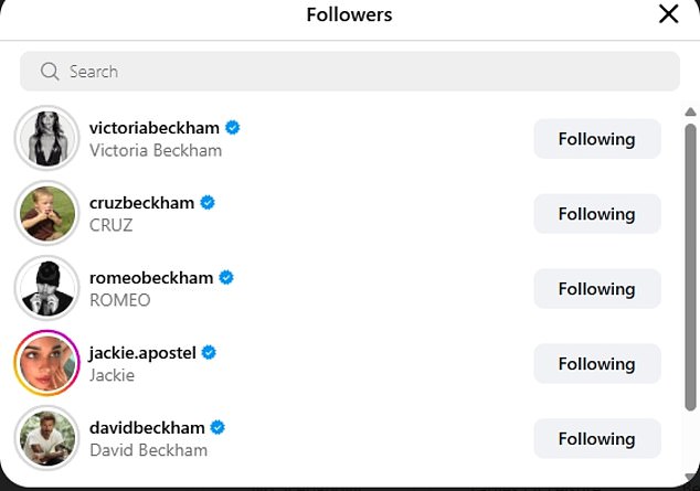 في الوقت الحالي، حساب المراهقة خاص ويتابعه اثنان من أشقائها روميو، 23 عامًا، وكروز، 20 عامًا، ووالداها وصديقا شقيقيها، جاكي أبوستل وكيم تيرنبول.