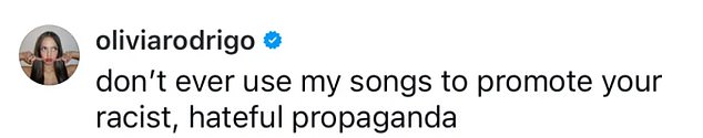 وقفزت أوليفيا، البالغة من العمر 22 عامًا، إلى قسم التعليقات في منشور وزارة الأمن الوطني والبيت الأبيض، غاضبة: 