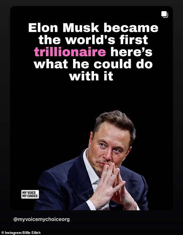 يوم الخميس الماضي، نشرت إيليش سلسلة سريعة من قصص إنستغرام تسلط الضوء على إحصائيات من مجموعة المناصرة MyVoiceMyChoice.org