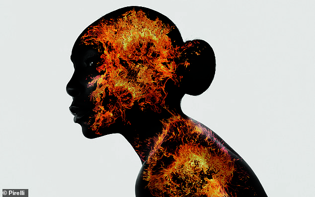 ظهرت لاعبة التنس المحترفة فينوس ويليامز في صورة ظلية متقلبة المزاج، ثم تم تسليط الضوء عليها بالنيران