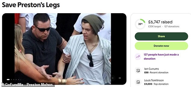 أنشأ الحارس الشخصي موقع GoFundMe للمساعدة في جمع الأموال لدفع تكاليف عملية جراحية لإزالة الشرايين المسدودة في ساقيه.