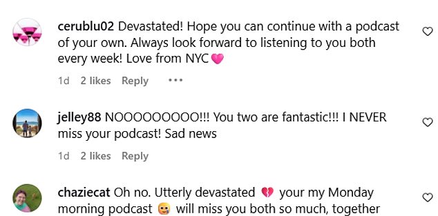 انتقل المعجبون إلى قسم التعليقات ليخبروا جيسون، الذي قدم العرض مع ستيف إيدج، أنهم 