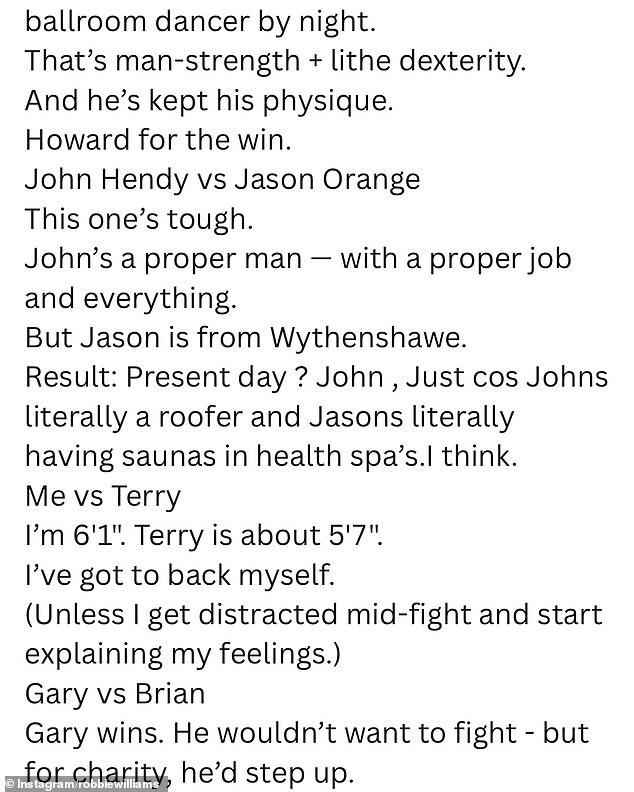 قال روبي إنه كتب هذا المنشور لأن الخوارزمية الخاصة به أظهرت له مقطع فيديو لمذيع البث والممثل الكوميدي ليمي يُسأل من سيفوز في معركة بين East 17 وTake That