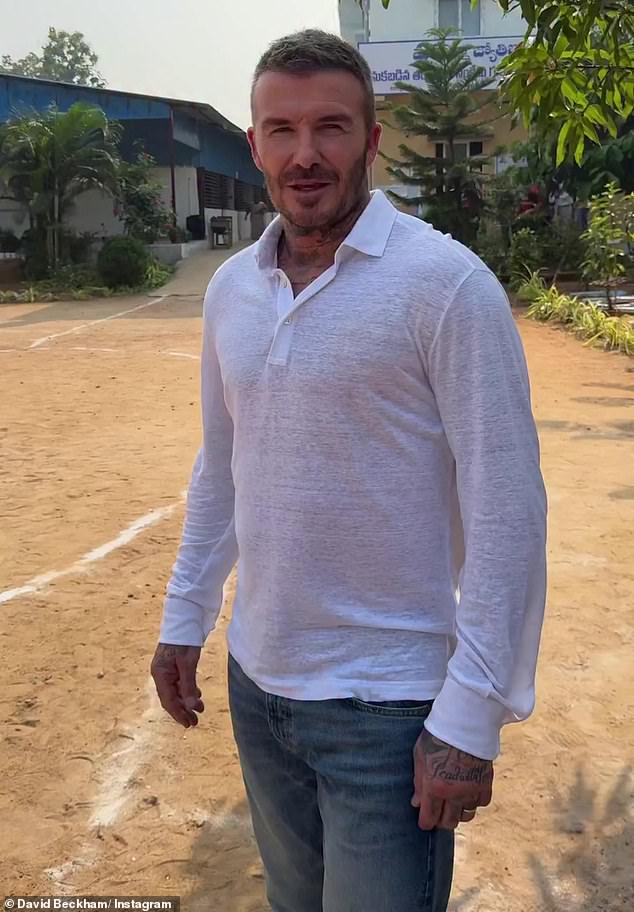 شارك بيكهام أبرز أحداث زيارته للمدرسة المحلية عبر وسائل التواصل الاجتماعي يوم الخميس