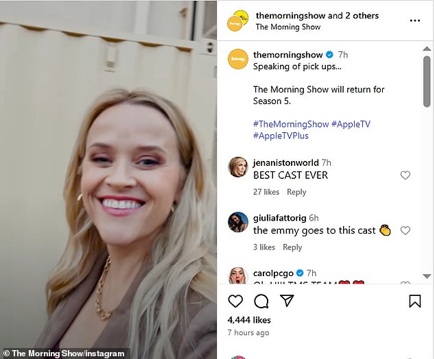 في 17 سبتمبر، جددت استوديوهات Apple رسميًا برنامج The Morning Show لموسم خامس، لذلك ستستعيد دورها كمذيعة أخبار UBA السابقة برادلي جاكسون.