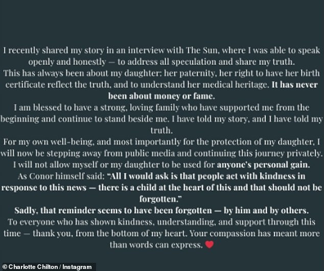 في نوفمبر، لجأت إلى إنستغرام لمشاركة بيان مطول حول الضرر النفسي الذي سببته هذه الملحمة لها وتعهدت بالتراجع عن صحتها العقلية.