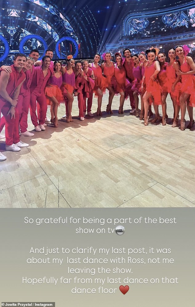 ومع ذلك، سرعان ما أزالت جويتا كل الالتباس صباح يوم الأحد، حيث انتقلت إلى قصتها مرة أخرى لتوضيح أنها كانت مجرد صياغة خاطئة، لأنها كانت تقصد القول إنها كانت رقصتها الأخيرة مع روس.