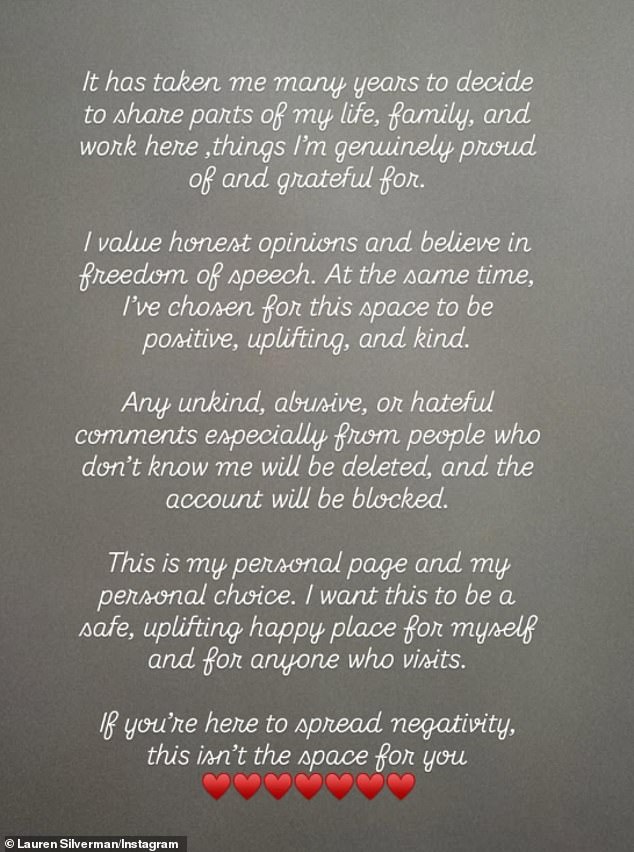 بعد إلقاء نظرة أكثر صراحة على علاقة الزوجين حتى الآن، شاركت رسالة مطولة على إنستغرام، استهدفت فيها النقاد