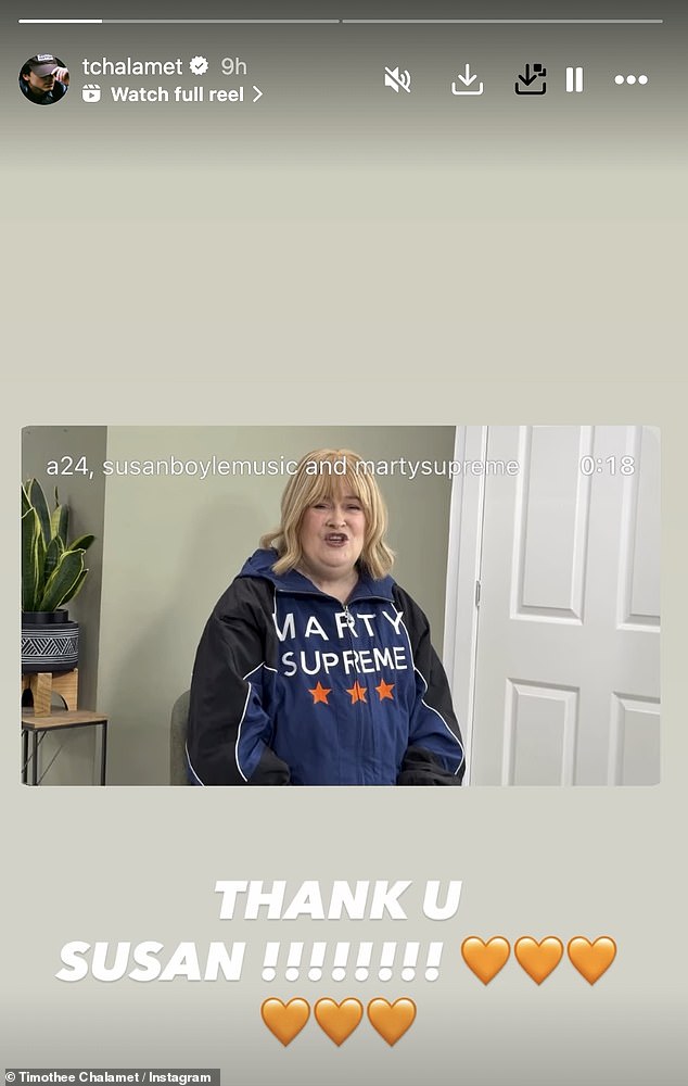 سارع تيموثي إلى التعبير عن فرحته وامتنانه للتكريم المفاجئ، وشاركه في قصصه على Instagram وعلق: 