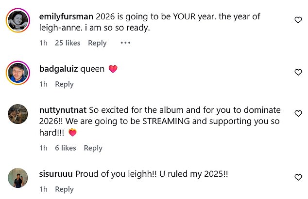 اندفع المعجبون إلى التعليقات لإظهار دعمهم لـ Leigh-Anne وهم على استعداد للبث في العام الجديد