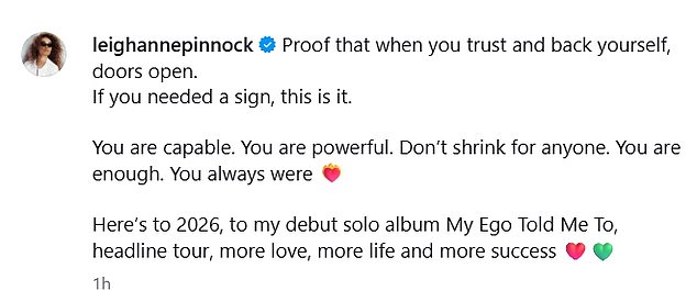 أضافت Leigh-Anne في التعليق أنها مستعدة لتحقيق 