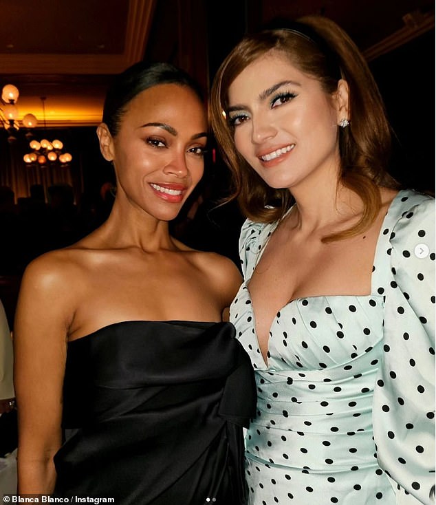 سالدانا وبلانكو في العرض الأول لفيلمها إميليا بيريز في لوس أنجلوس