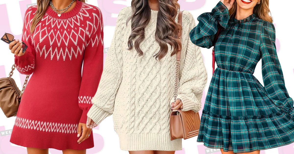 فساتين أمازون باللون الأحمر والكريمي والأخضر