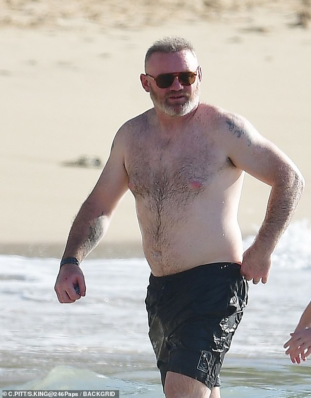 بدا واين مرتاحًا تمامًا وهو يستمتع بأشعة الشمس