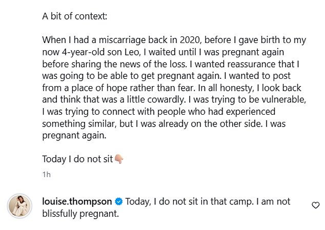 شاركت لويز أنها مستعدة لمشاركة رحلتها وتحدثت عن الإجهاض الذي عانت منه في عام 2020 قبل الترحيب بابنها ليو