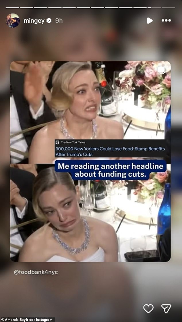 في وقت لاحق من يوم الاثنين، لجأت النجمة إلى قصصها على إنستغرام للسخرية من كشرها الفيروسي في حفل توزيع جوائز غولدن غلوب