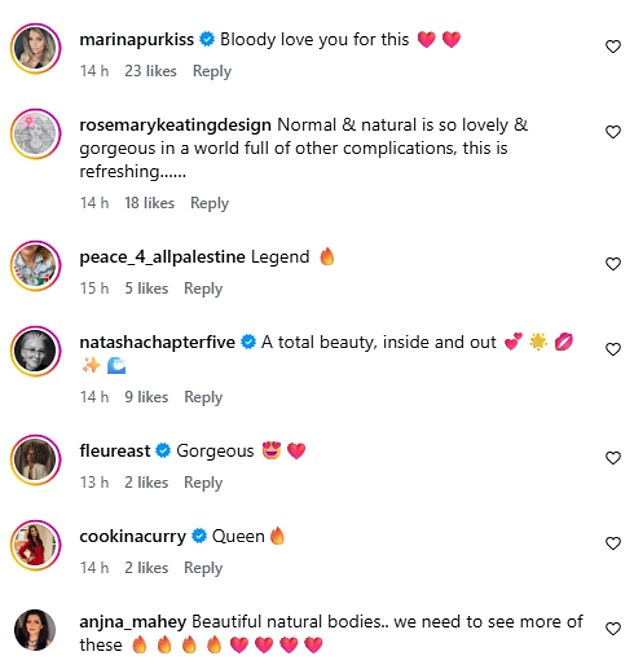 اندفع المعجبون والأصدقاء إلى التعليقات للإشادة بآشلي على فيديو الثقة بالجسم 