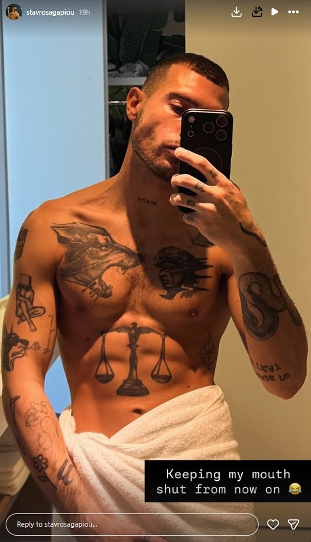 في إشارة إلى رد الفعل العنيف، انتقل ستافروس إلى قصة Instagram الخاصة به يوم الثلاثاء لمشاركة صورة شخصية مفعمة بالحيوية بدون قميص، والتي علق عليها: 