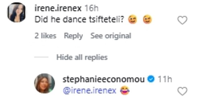 في مكان آخر من منشوره الأخير على شبكة Instagram، رد ستافروس بوجوه ضاحكة ورموز جمجمة وعظمتين متقاطعتين على التعليقات حول 