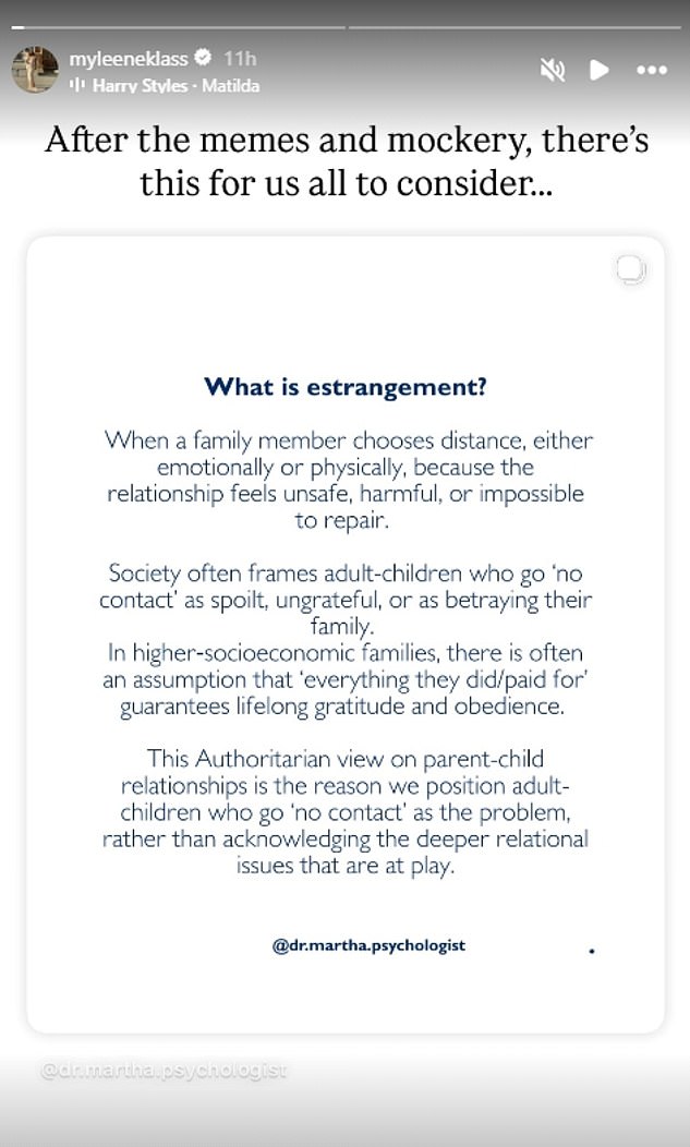 نشرت ميلين هذا التوضيح حول التباعد الأسري من أخصائية علم النفس السريري الدكتورة مارثا ديروس كولادو، يوم الخميس، والتي أشارت مباشرة إلى بيكهام