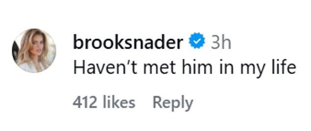 وقفزت العارضة، التي تشارك الآن في برنامج واقعي مع شقيقتها تدعى Love Thy Nader، إلى التعليقات وأكدت: 