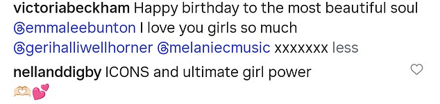 وعلقت فيكتوريا على المنشور قائلة: 