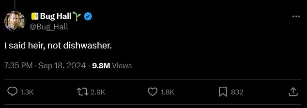 ردًا على الانتقادات الموجهة إليه بشأن منشوره المريب حول ولادة ابنه، شبه هول بناته بـ 