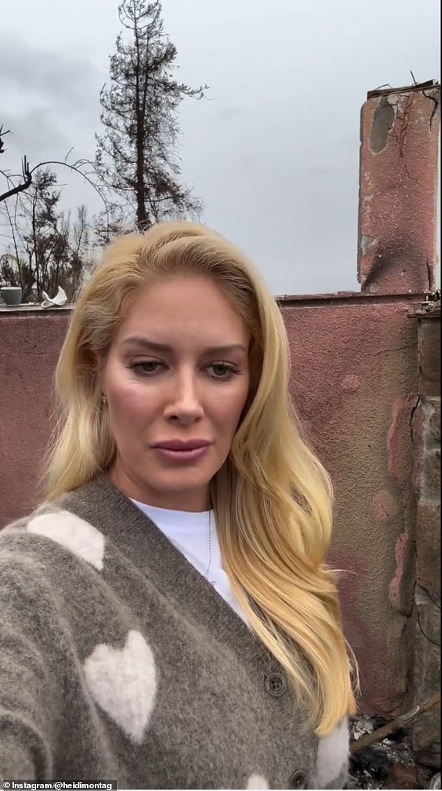 صورة مونتاج أمام منزلها المحترق