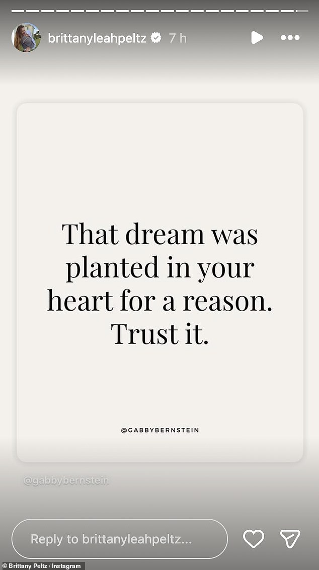 بعد ساعات قليلة من انتشار الأخبار عن أختها الصغرى، شاركت بريتاني مقولة عاطفية حول 