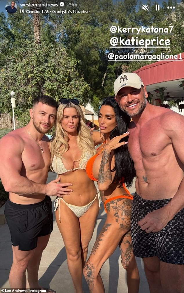 اجتمعت عارضة الأزياء البالغة من العمر 47 عامًا مع زوجها لي، 43 عامًا، في الإمارات العربية المتحدة يوم الأحد، وانضمت إليهما كيري كاتونا، 45 عامًا، وصديقها الصغير باولو مارجاليوني، 33 عامًا.