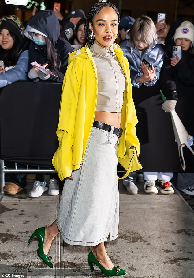 اختارت الممثلة البالغة من العمر 42 عامًا، والتي لعبت دور البطولة العام الماضي في تحديث لـ Hedda Gabler في الخمسينيات بعنوان Hedda، لونًا أحمرًا دمويًا من أحمر الشفاه للنزهة.