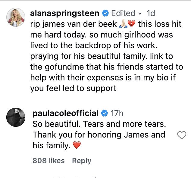 وردت كول (57 عاما) في التعليقات برسالة عاطفية خاصة بها