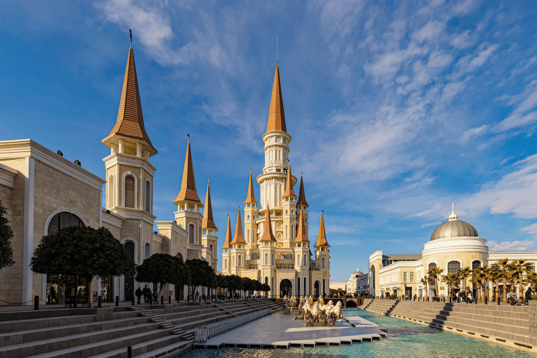 Turkey's historical and touristic city antalya, shopping and water park center